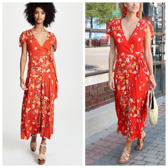 Free People Floral Maxi Wrap Dress - Picture 1 of 12